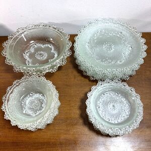 Vintage Masserini Barocco Bubble Lace Set Italian Textured Glass 20 pc 1970’s